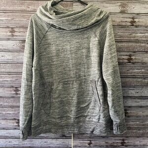 LL Bean Women's Long-Sleeved Cowl-Neck Top Size 1X Plus‎ Black White Thumbholes